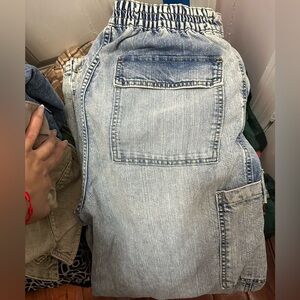 Denim parachute pants